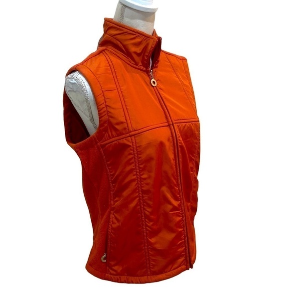 Bc Clothing fleece & nylon zip up vest in rusty burnt orange zip pockets size xl - Picture 3 of 10